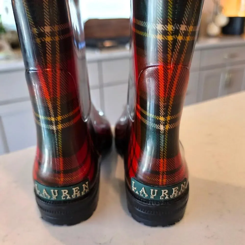 Ralph Lauren Rossalyn II rain boots / Red Tartan Plaid/ size 7